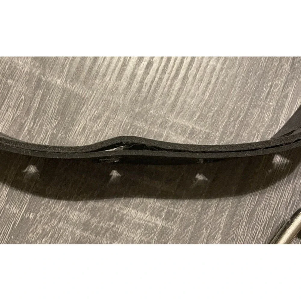 Black Vintage Vanity Stars Cut Out Belt Big Silver Buckle Size Large READ